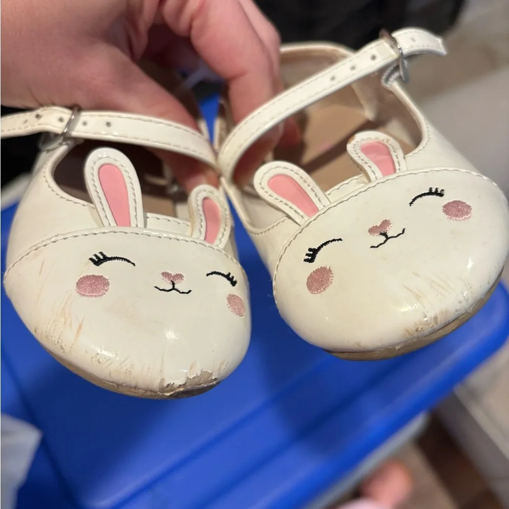 Gymboree toddler girls white patent leather bunny shoes